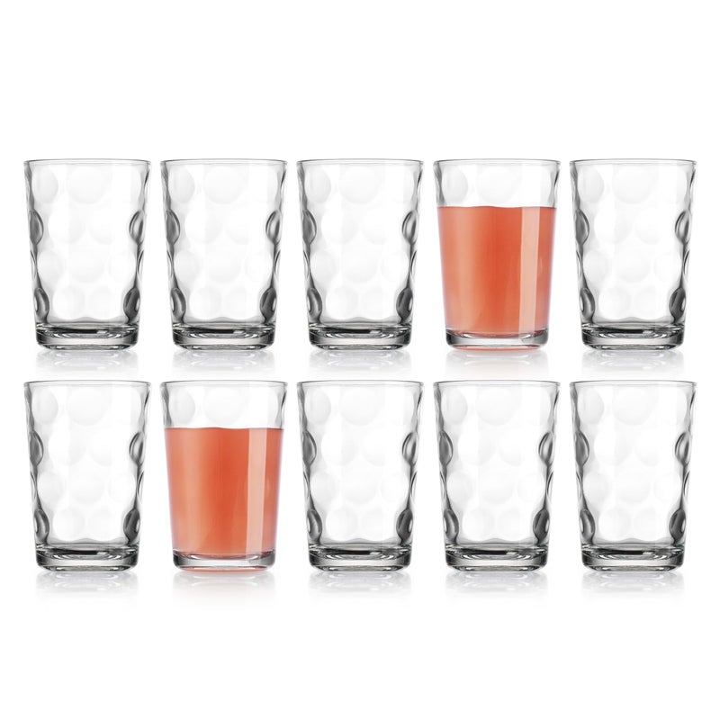 Home Essentials & Beyond Home Essentials Drinking Glasses Set of 10 Juice Glass Cups, 7 oz Glassware, Inner Circular Lensed Small Glasses. Ideal for Juice, Milk, Water; Dishwasher Safe. - Image 5